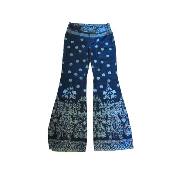 We The Free Denim - We the Free, Free People Journey Wide Flare Boho Blue Floral Jeans in Size 26